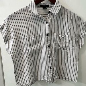 Forever 21 Crop Top Button Down Stripes
